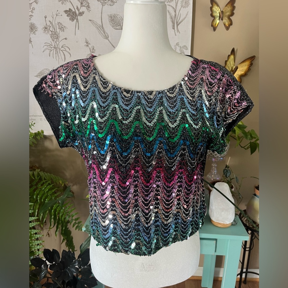 Vintage Mod Women’s Sequin Top Sz Large Rio Brand